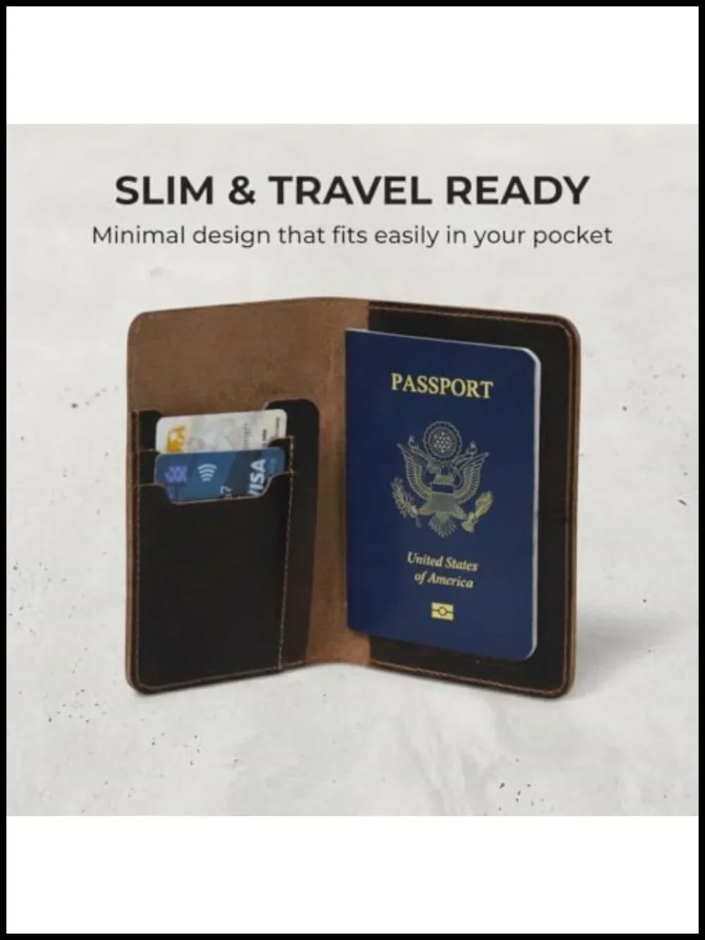 Full Grain Crazy Horse Leather Passport Holder RFID Travel Wallet Card Slots